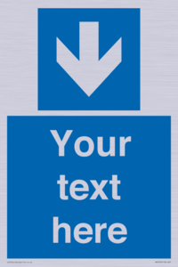 Custom Mandatory directional sign, blue arrow down